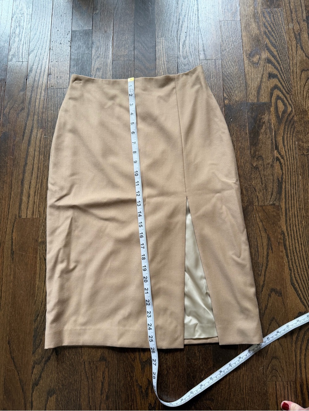 Theory Neutral Beige Wool Pencil Skirt with Front Slit - Picture 8 of 11